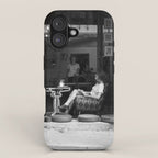 Morning coffee in a cafe - Black and white street photography iPhone Case Gallery Image 1
