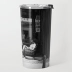 Morning coffee in a cafe - Black and white street photography Travel Mug Gallery Image 2