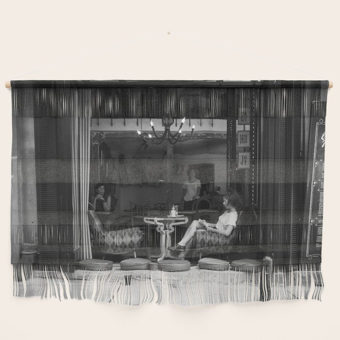 Morning coffee in a cafe - Black and white street photography Wall Hanging Gallery Image 1
