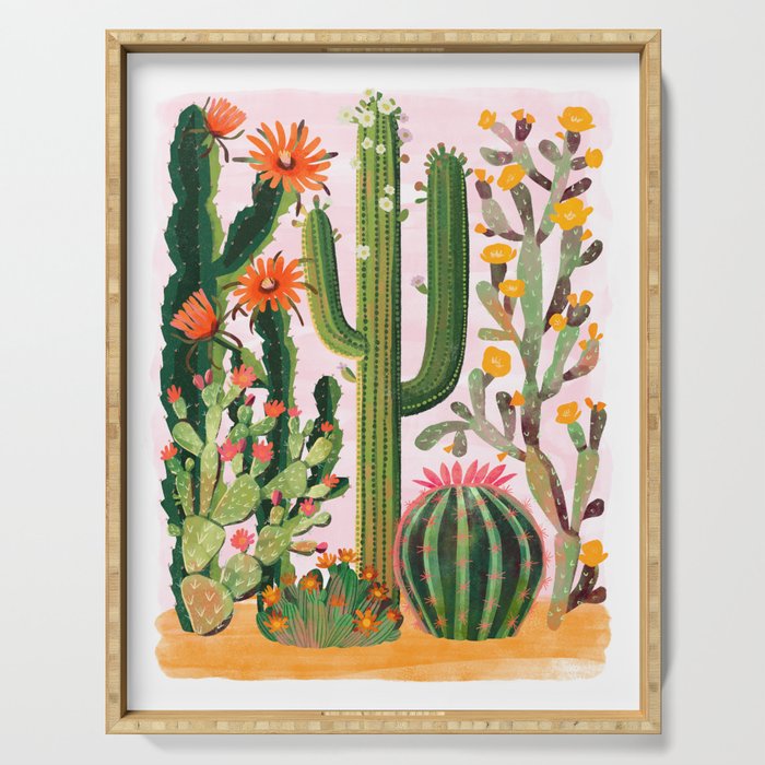 Desert Cactus in Bloom Serving Tray Gallery Image 1