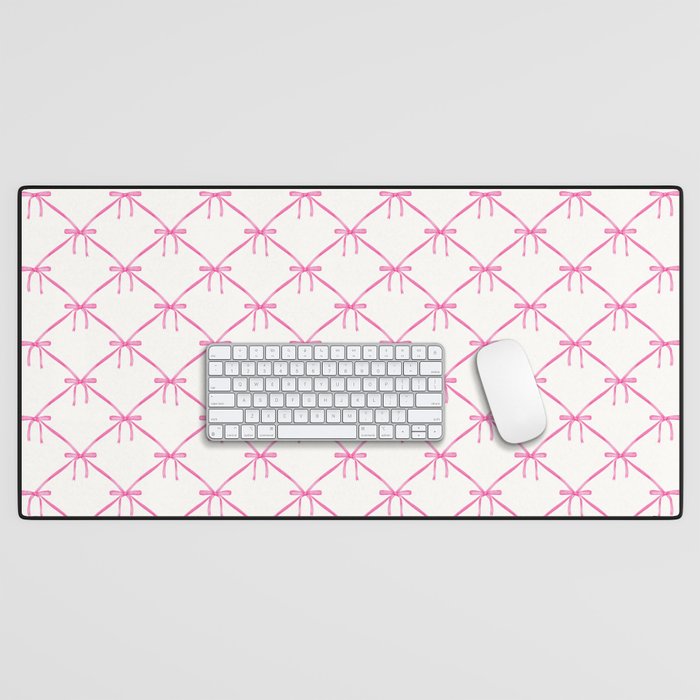 Bows & Ribbons Pattern VIII Y2K Pink Desk Mat Gallery Image 1