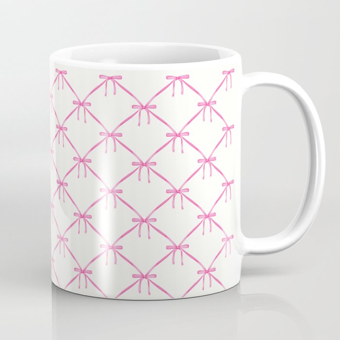Bows & Ribbons Pattern VIII Y2K Pink Coffee Mug Gallery Image 1