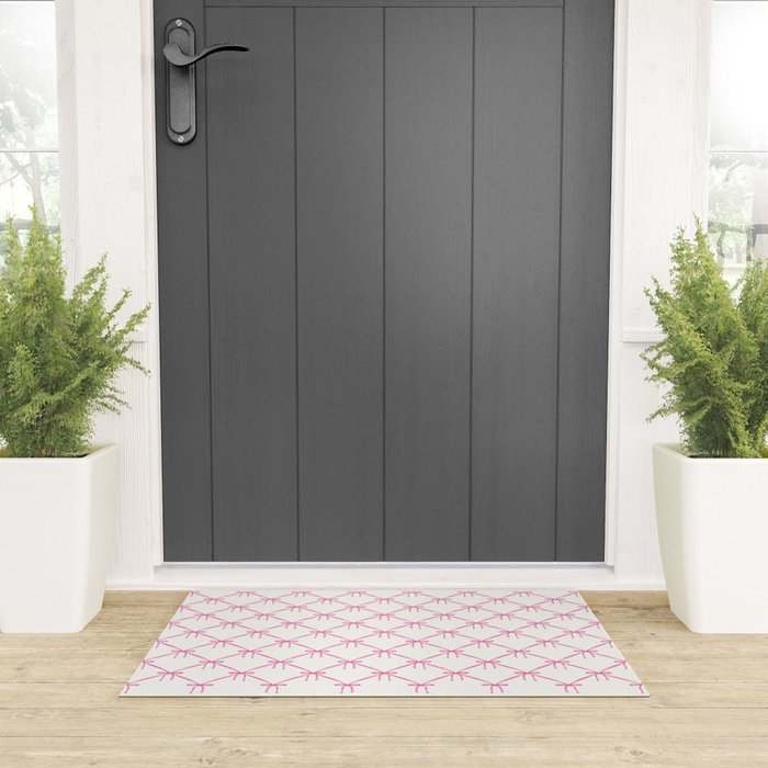 Bows & Ribbons Pattern VIII Y2K Pink Welcome Mat Gallery Image 3