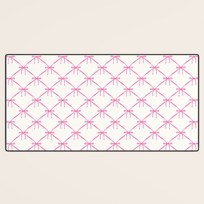 Bows & Ribbons Pattern VIII Y2K Pink Desk Mat Gallery Image 3
