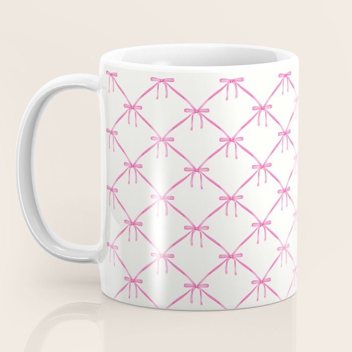 Bows & Ribbons Pattern VIII Y2K Pink Coffee Mug Gallery Image 3