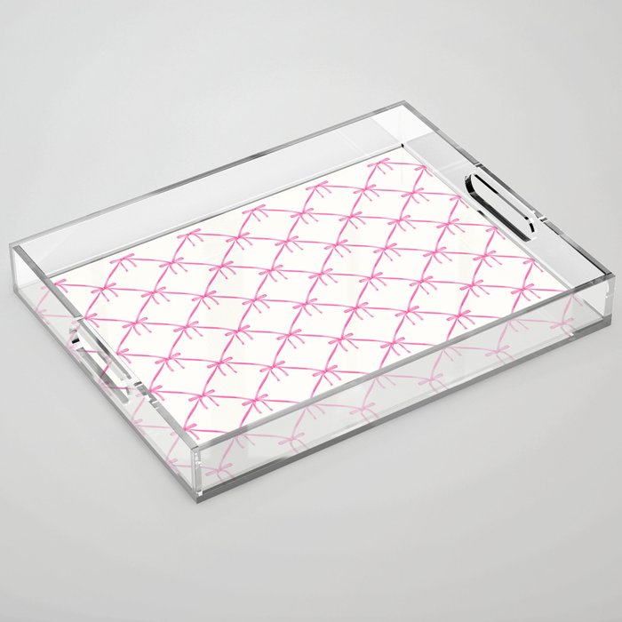 Bows & Ribbons Pattern VIII Y2K Pink Acrylic Tray Gallery Image 1