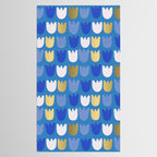 Rows of Tulips in Bloom in Navy Blue & Gold Metallic Tablecloth Gallery Image 2
