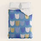 Rows of Tulips in Bloom in Navy Blue & Gold Metallic Comforter Gallery Image 6