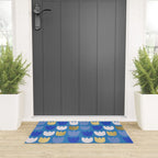 Rows of Tulips in Bloom in Navy Blue & Gold Metallic Welcome Mat Gallery Image 3