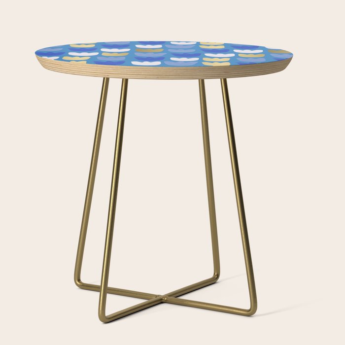 Rows of Tulips in Bloom in Navy Blue & Gold Metallic Side Table Gallery Image 1