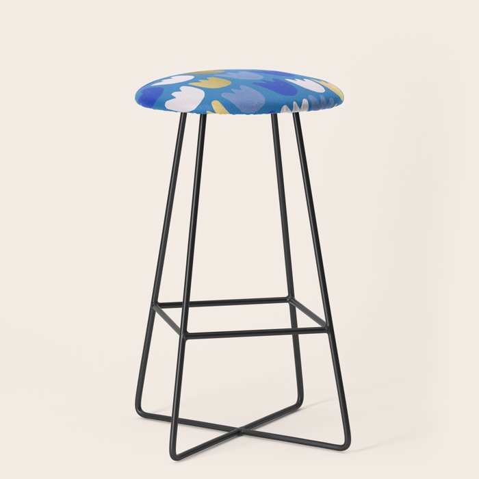Rows of Tulips in Bloom in Navy Blue & Gold Metallic Stool Gallery Image 1