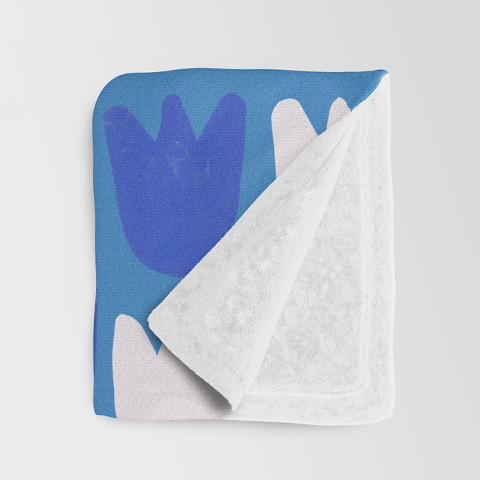 Rows of Tulips in Bloom in Navy Blue & Gold Metallic Throw Blanket Gallery Image 3