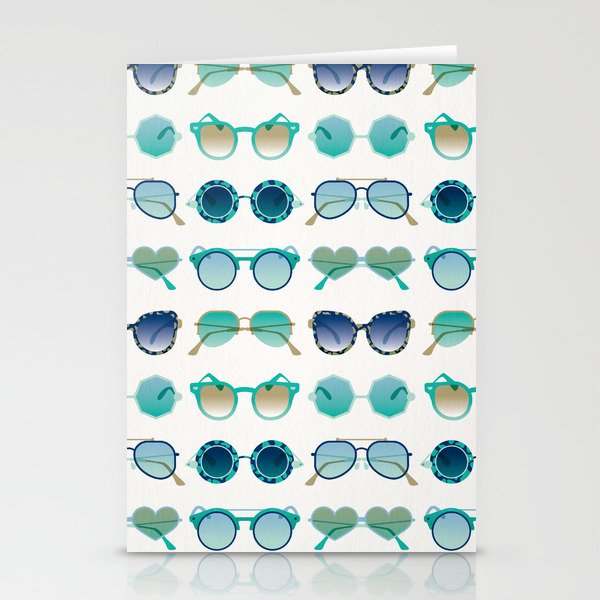 Sunglasses Collection - Turquoise & Navy Palette Stationery Card Gallery Image 1