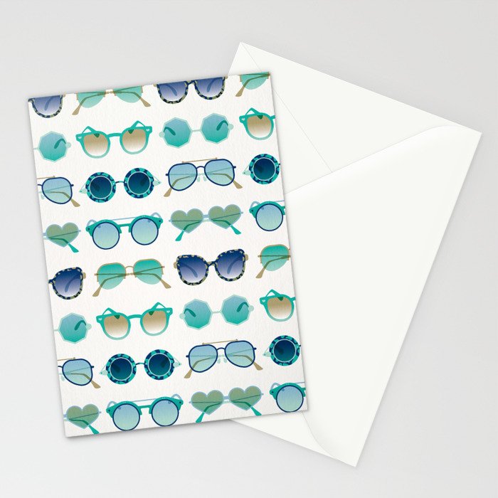 Sunglasses Collection - Turquoise & Navy Palette Stationery Card Gallery Image 2