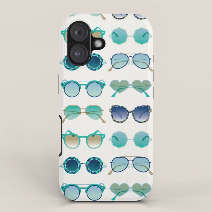 Sunglasses Collection - Turquoise & Navy Palette iPhone Case Gallery Image 1
