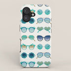 Sunglasses Collection - Turquoise & Navy Palette iPhone Case Gallery Image 1