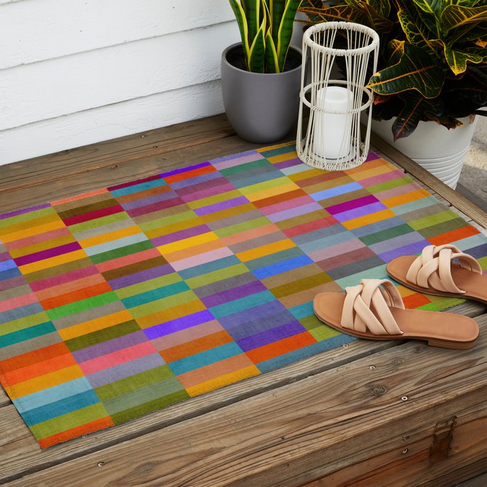 Colorful Mosaic Geometric Klee Tones 01 Outdoor Rug Gallery Image 2