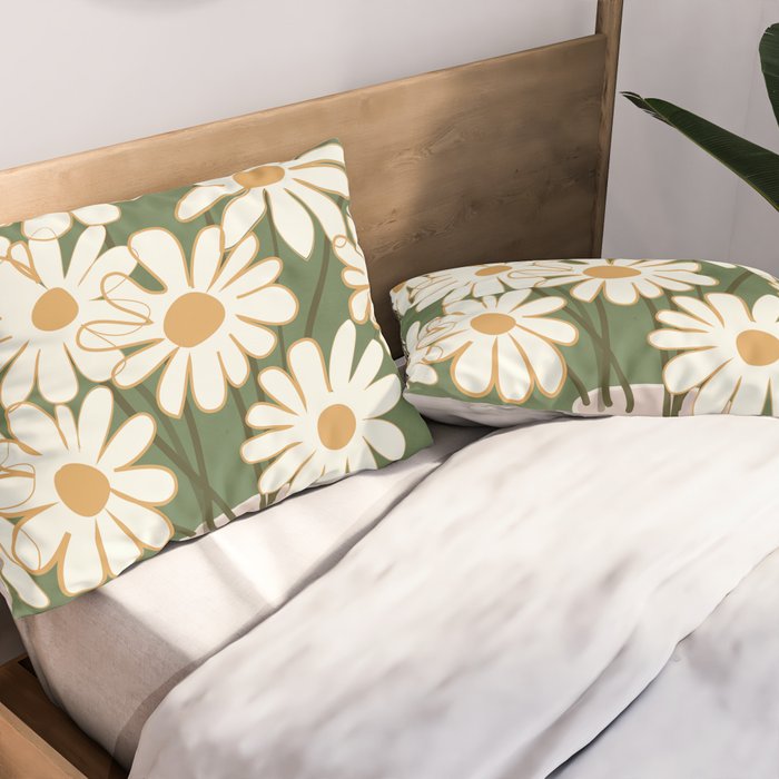 White Daisy Bouquets in Vase 3 Pillow Sham Gallery Image 2