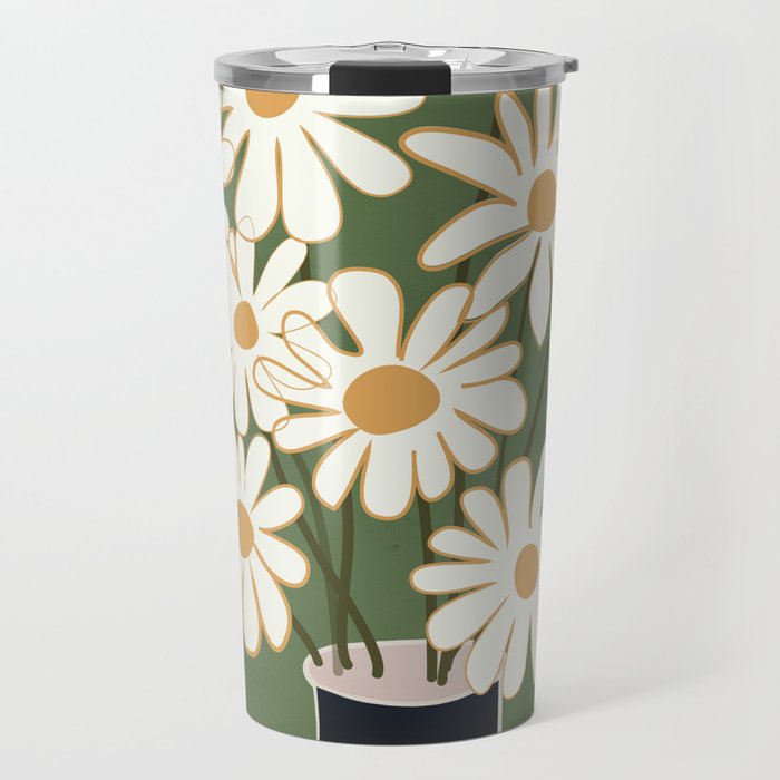 White Daisy Bouquets in Vase 3 Travel Mug Gallery Image 1