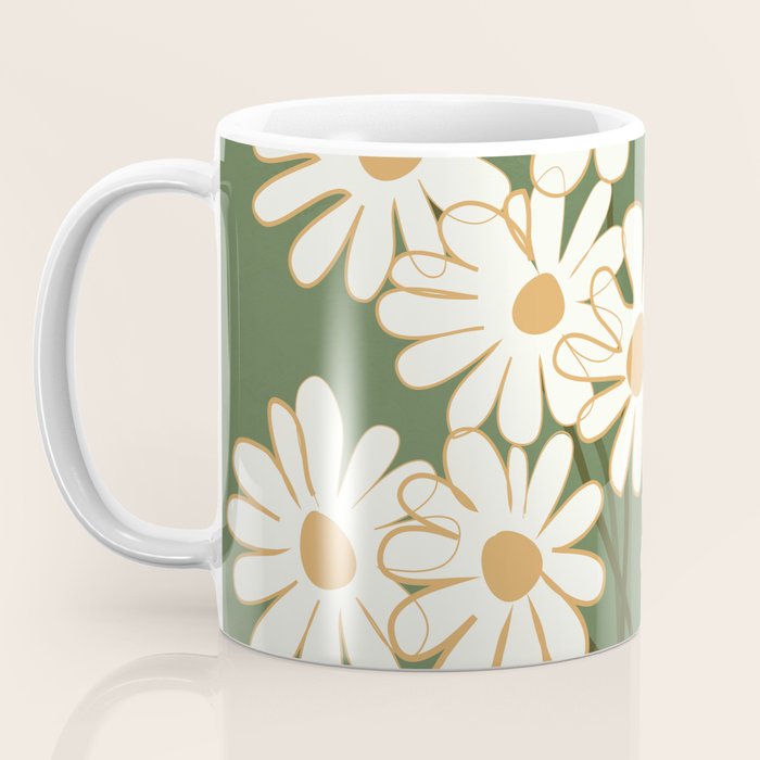 White Daisy Bouquets in Vase 3 Coffee Mug Gallery Image 3