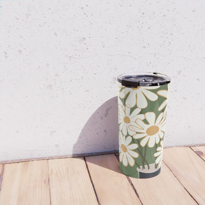 White Daisy Bouquets in Vase 3 Travel Mug Gallery Image 4