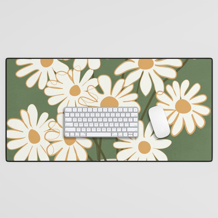 White Daisy Bouquets in Vase 3 Desk Mat Gallery Image 1