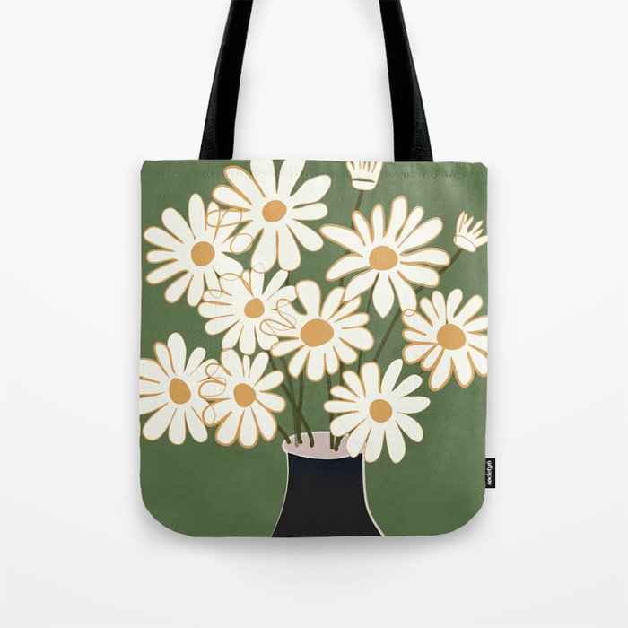 White Daisy Bouquets in Vase 3 Tote Bag Gallery Image 1