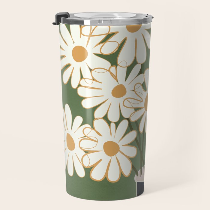 White Daisy Bouquets in Vase 3 Travel Mug Gallery Image 3