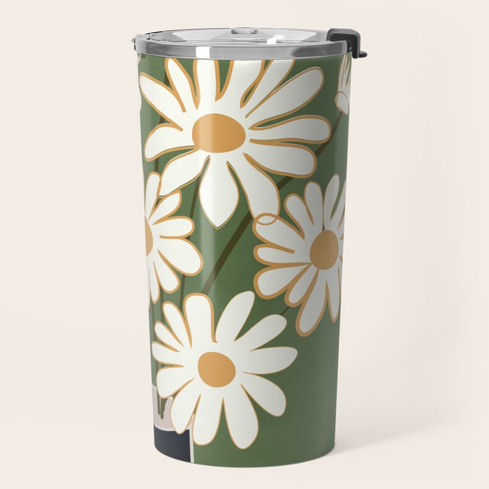 White Daisy Bouquets in Vase 3 Travel Mug Gallery Image 2