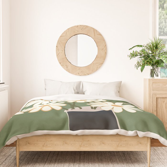 White Daisy Bouquets in Vase 3 Duvet Cover Gallery Image 3