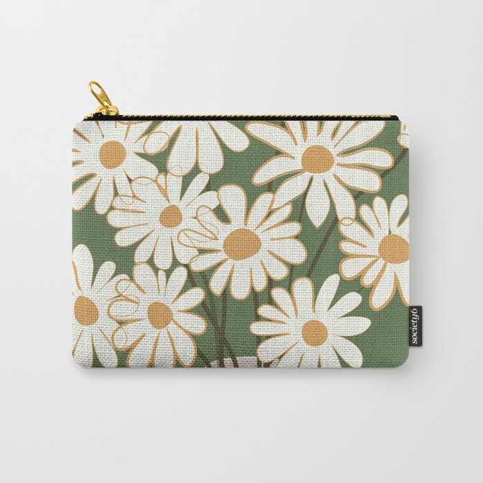 White Daisy Bouquets in Vase 3 Carry All Pouch Gallery Image 1