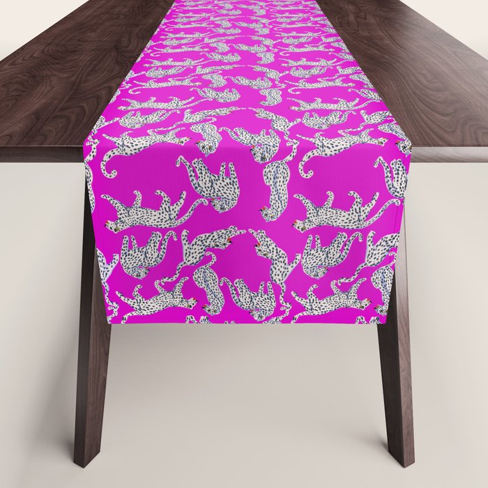 Abstract white leopards with red lips Table Runner Gallery Image 1
