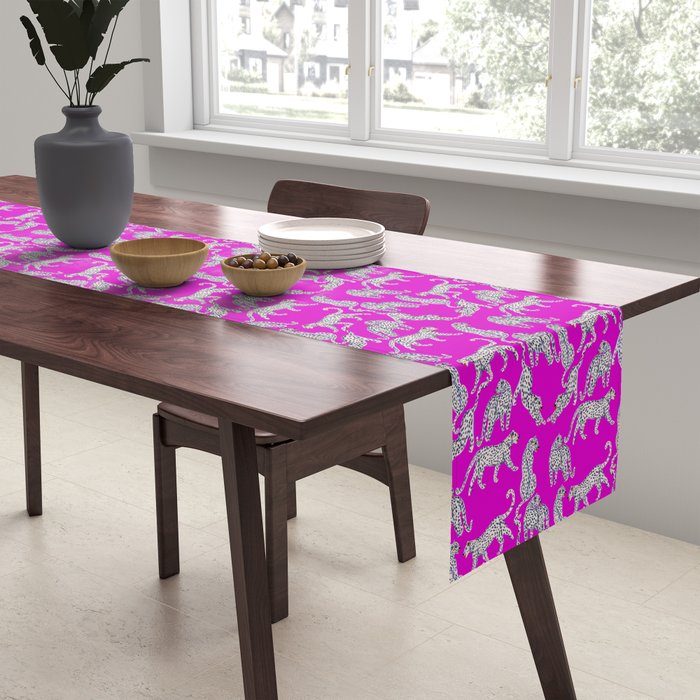 Abstract white leopards with red lips Table Runner Gallery Image 2