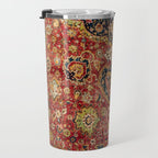Indian Boho II // 16th Century Distressed Red Green Blue Flowery Colorful Ornate Rug Pattern Travel Mug Gallery Image 3