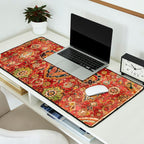 Indian Boho II // 16th Century Distressed Red Green Blue Flowery Colorful Ornate Rug Pattern Desk Mat Gallery Image 2
