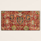 Indian Boho II // 16th Century Distressed Red Green Blue Flowery Colorful Ornate Rug Pattern Desk Mat Gallery Image 3