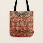Indian Boho II // 16th Century Distressed Red Green Blue Flowery Colorful Ornate Rug Pattern Tote Bag Gallery Image 1