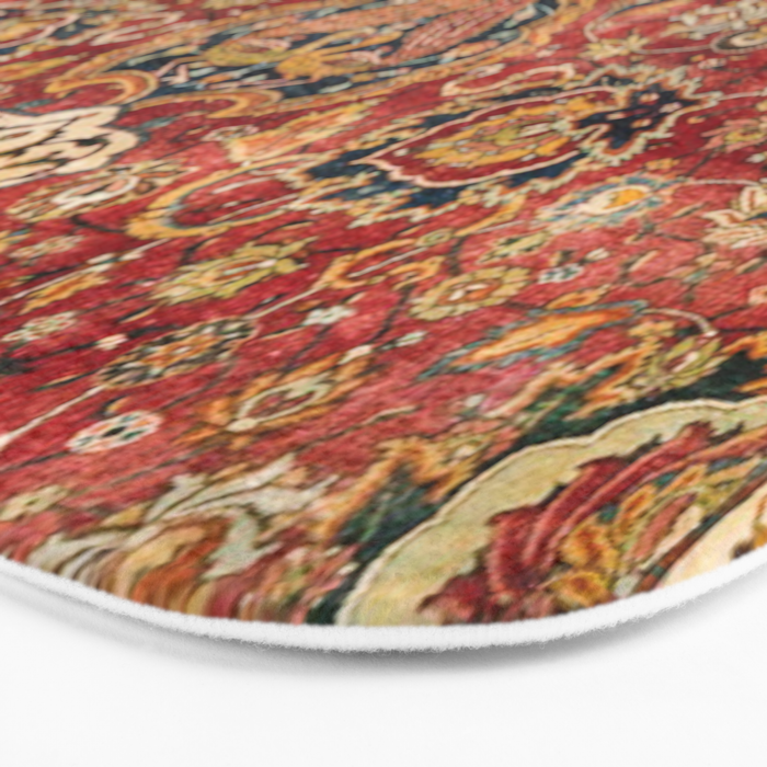 Indian Boho II // 16th Century Distressed Red Green Blue Flowery Colorful Ornate Rug Pattern Bath Mat Gallery Image 3
