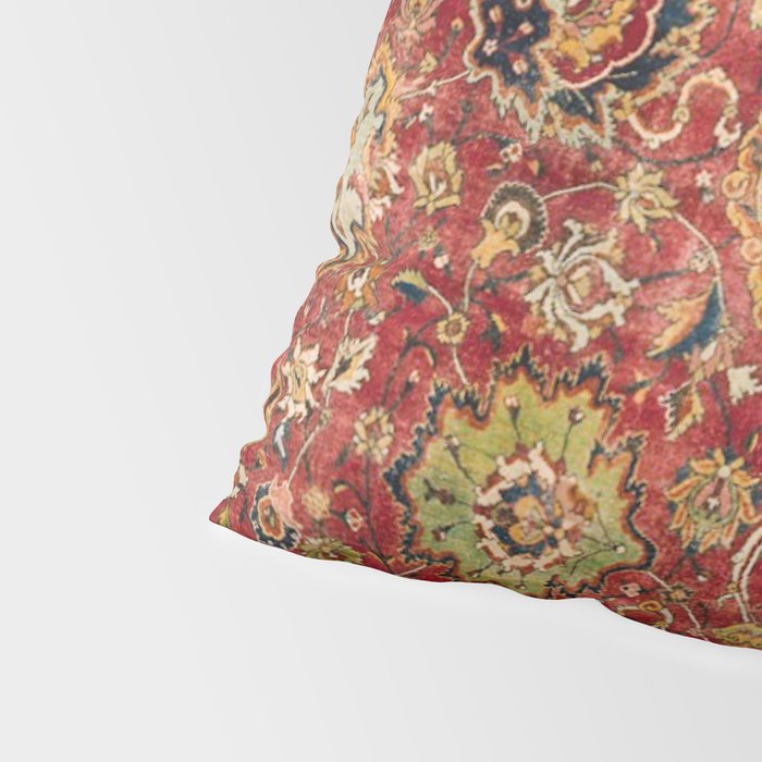 Indian Boho II // 16th Century Distressed Red Green Blue Flowery Colorful Ornate Rug Pattern Pillow Sham Gallery Image 4