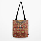 Indian Boho II // 16th Century Distressed Red Green Blue Flowery Colorful Ornate Rug Pattern Tote Bag Gallery Image 2
