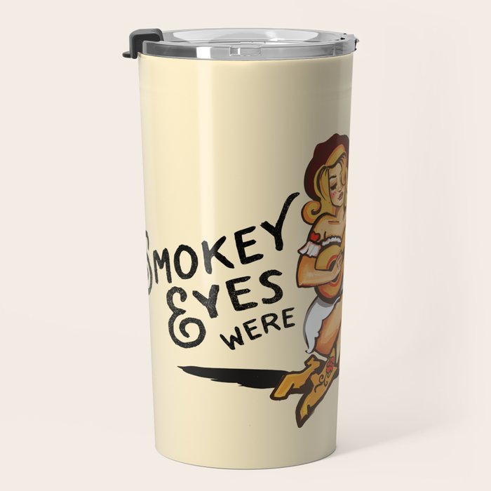 Smokey Eyes Were Her Perfect Disguise Guitar Pinup Girl Travel Mug Gallery Image 3