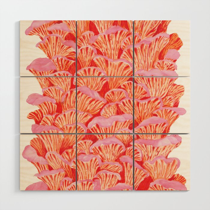 Cyber pink mushrooms Wood Wall Art Gallery Image 1