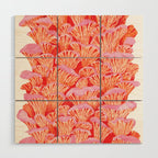 Cyber pink mushrooms Wood Wall Art Gallery Image 1