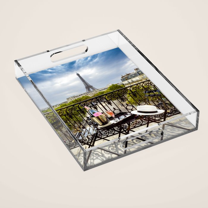 Eiffel Tower Paris Balcony View Acrylic Tray Gallery Image 1