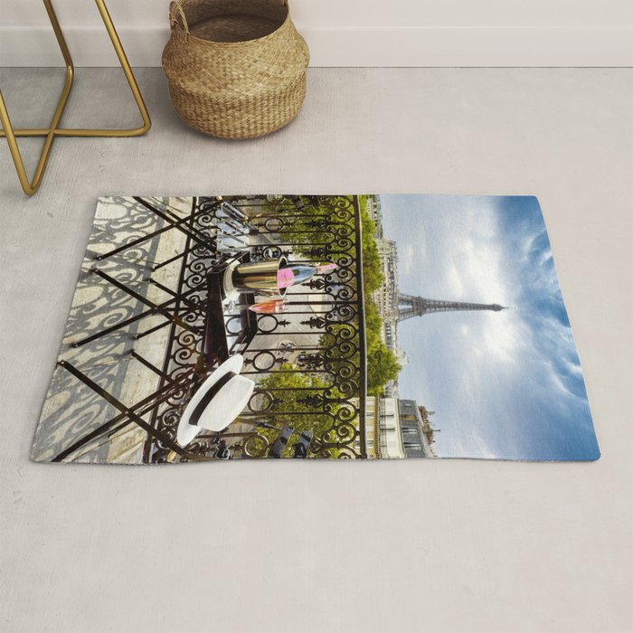 Eiffel Tower Paris Balcony View Rug Gallery Image 1