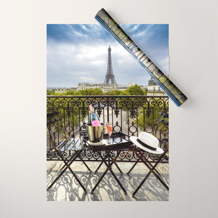 Eiffel Tower Paris Balcony View Wrapping Paper Gallery Image 1