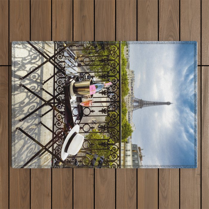Eiffel Tower Paris Balcony View Outdoor Rug Gallery Image 1