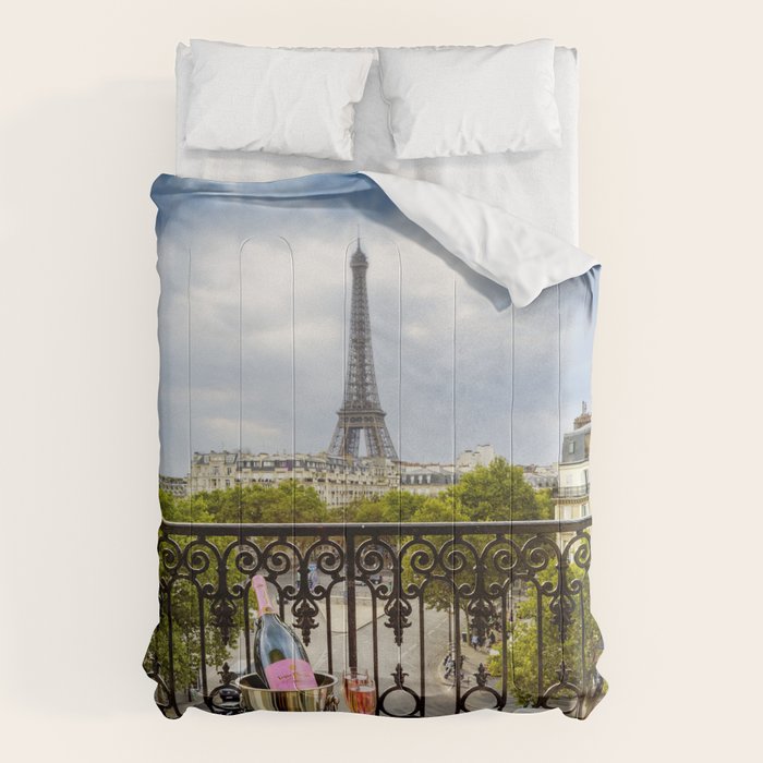 Eiffel Tower Paris Balcony View Comforter Gallery Image 6