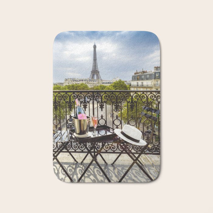 Eiffel Tower Paris Balcony View Bath Mat Gallery Image 1