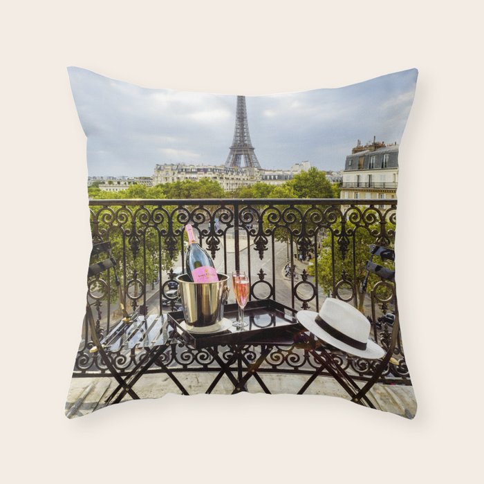 Eiffel Tower Paris Balcony View Throw Pillow Gallery Image 6